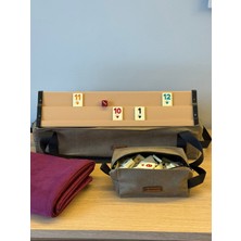 Mady Aksesuar Okey Takım Çantası Kahverengi, Oyun Masası Örtüsü, Plastik Okey Takımı Seti