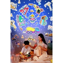 Robot Projeksiyon Gece Lambası Hoparlörlü Şarjlı Yıldızlı Gökyüzü Temalı LED Projeksiyon