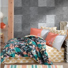 SHC4200 Kingsize Poplin Nevresim Monstera Oranj