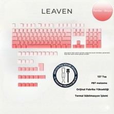 Leaven Mekanik Klavye Keycap Seti Pudra-Beyaz Kademeli 136 Tuşlu Keycap