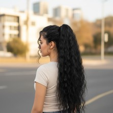 SHC4200 Tokalı Kabarık Dalgalı At Kuyruğu / Siyah