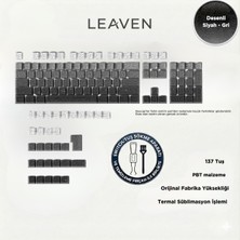 Leaven Mekanik Klavye -Pbt Çift Baskı Keycap Seti- Çizgi Desenli 137 Tuşlu Siyah - Gri Tuş Takımı