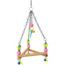 SHC4200 Renkli Boncuklu ve Üçgen Zilli Kuş Salıncağı 11-16 cm