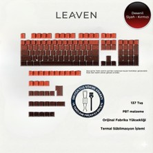 Leaven Mekanik Klavye Pbt Çift Baskı Keycap Seti Çizgi Desenli 137 Tuşlu Siyah - Kırmızı Tuş Takımı