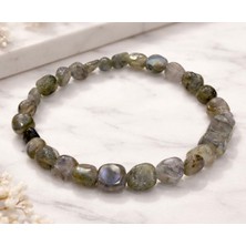 Taşmir Labradorit Mercimek Kesim Doğal Taş Misinalı Bileklik