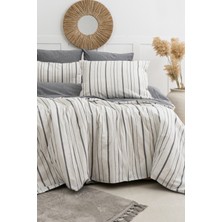 Marcalanya Doğal Ipliği Boyalı Çift Kişilik Pamuklu Nevresim Takımı Kutulu Duvet Cover Set (Lastikli Çarşaf)