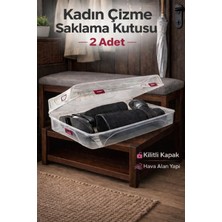 Loremp Kadın Çizme Saklama Kutusu – Kilitli Kapaklı, Hava Alan Şeffaf Çizme Kutusu 2 Adet