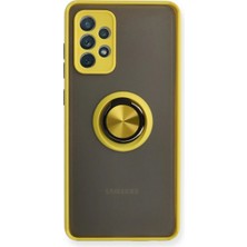 TE Dükkan Buğz Samsung Galaxy A52 Kılıf Montreal Yüzüklü Silikon Kapak - Sarı