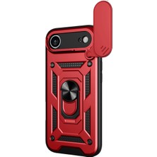 TE Dükkan Buğz Apple Iphone 17 Air Pars Lens Yüzüklü Silikon - Kırmızı