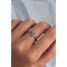 Pirinç Gümüş Renk Renkli Zirkon Taşlı Ayarlamalı Yüzük EB-53-VICE/(1395) 3146