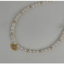 Taşmir Sertifikalı Gerçek Arpa Inci Kolye Göz Charm