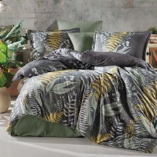 SHC4200 Pamuk Saten Çift Kişilik Nevresim Takımı Botanica V1 Yeşil