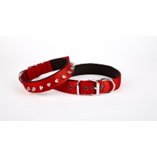 SHC4200 Çivi Desenli Köpek Tasması 2,5*60 cm Kırmızı
