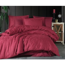 SHC4200 Exclusive Jakarlı Çift Kişilik Pamuk Saten Nevresim Takımı Hemera V2 Bordo