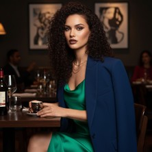 SHC4200 Afro Dalga Front Lace Gerçek Tül Peruk / Koyu Kahve / 60/65CM