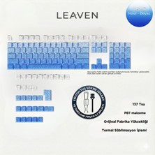 Leaven Mekanik Klavye Pbt Çift Baskı Keycap Seti Çizgi Desenli 137 Tuşlu Mavi -Beyaz Tuş Takımı