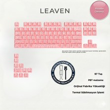 Leaven Klavye Tuş Takımı -Pbt Çift Baskı Keycap Seti- Çizgi Desenli 97 Tuşlu - Pembe Tuş Takımı