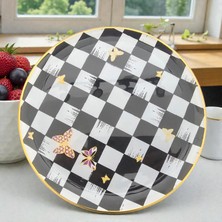 Sudedi Emma Altın Yaldızlı Cam Pasta Tabağı Takımı