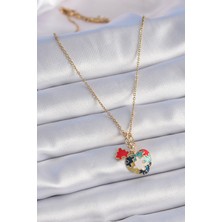 316L Çelik Gold Renk Yapboz Motif Kalp Figür Charm Model Kadın Kolye EB-53-VICE/(1395) 3358