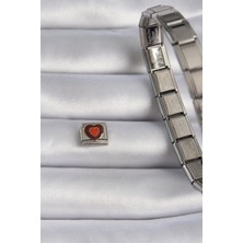 316L Çelik Gümüş Renk Kahverengi Kalp Işlemeli Nomination Charm EB-53-VICE/(1395) 3468