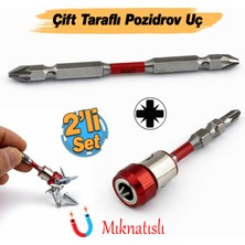 Badem10 N35 Mıknatıslı Pozidrov Çift Taraflı Yıldız Bits Uç Manyetik Halkalı S2 Çelik Ph2 65 mm 100 mm 1/4"