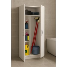 T Designo Belinay Paspas,süpürge-Temizlik Malzeme Dolabı- Çok Amaçlı Dolap Paspas-Vileda Banyo Dolabı Beyaz