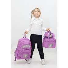 Neşeli Home Kelebek Temalı Kız Çocuk 3 Lü Okul Çanta Sırt Çantası Termal Beslenme Çantası Kalemlik Yeni Sezon