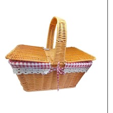 Marsilyan Kapaklı Hasır Piknik Sepeti