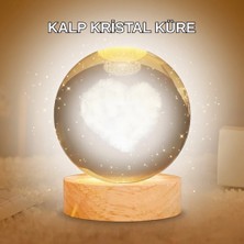 Aspata Store Buğz Kalpli LED Işıklı Cam Küre Büyük Boy Kristal Tasarım