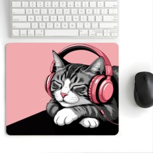 Pierrebella 18x22 Cm Desenli Mouse Pad Uyuyan Kedi Baskılı Tasarımlı Mouse Pad,Ofis Aksesuarları Sleepy Cat