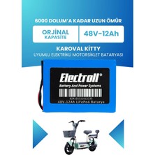 Electroll Karoval Kitty Uyumlu Batarya (Standart Kapasite) Lifepo4 48V 12AH Elektrikli Motorsiklet Bataryası