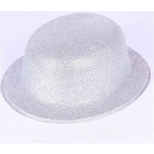 SARVONA Gümüş Renk Yuvarlak Simli Plastik Parti Şapkası