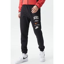 Nike Club Fleece Stack Graphics Cuffed Jogger Erkek Eşofman Altı Siyah