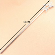 Popüler Sepet Yıldız Model Peri Asası Melek Asası Prenses Asası Metalize Gümüş Renk