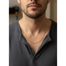 Kmod Life Çelik Italyan Zincir Zarif Unisex, Figaro Model Altın Rengi Erkek Kolye-Kararmaz (Sevgililer Günü Hediyesi)