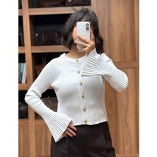 Vazıradk Bisiklet Yaka Ispanyol Kol Gold Düğmeli Hırka