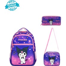 Canloor Waddell Lisanslı Mor Kuromi Ilkokul Çantası Beslenme Çantası ve Kalemlik