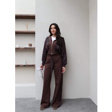 Esra Helvacı Saten Garnili Fermuarlı Eşofman Takım