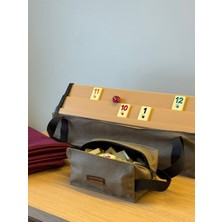 Mady Aksesuar Okey Takım Çantası Kahverengi, Oyun Masası Örtüsü, Ahşap Okey Takımı Seti