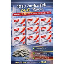 Anı Ofis Kırtasiye Zımba Teli 24/6 Büyük – 10’lu Paket (Toplam 10.000 Tel) / Dayanıklı Metal Tel