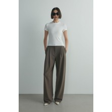 Suud Collection Ekru Skinny Fit Basic Tişört