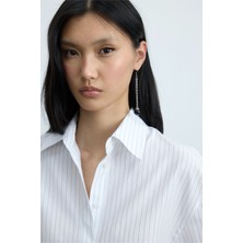 Suud Collection Beyaz Çizgili Page Oversize Gömlek