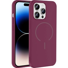 Alan Tech iPhone 14 Pro Max Kılıf M-Safe Şarj Özellikli Zore Meta Kapak - Mürdüm