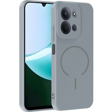 Redmi 15C Kılıf M-Safe Şarj Özellikli Zore Meta Kapak - Titanyum-Gri