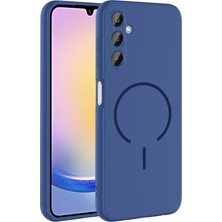 Alan Tech Galaxy A25 Kılıf M-Safe Şarj Özellikli Zore Meta Kapak - Lacivert