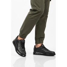 Walkway Siyah Bağcıklı Cilt Hafif Esnek Erkek Sneaker 2043 M