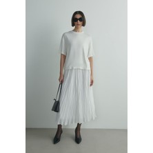 Suud Collection Ekru Atlas Basic Tişört