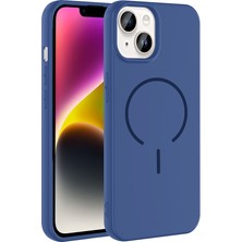 Alan Tech iPhone 13 Kılıf M-Safe Şarj Özellikli Zore Meta Kapak - Lacivert