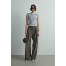 Suud Collection Gri Skinny Fit Basic Tişört