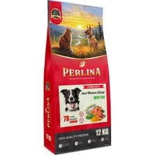 Perlina Orta ve Büyük Irk Yetişkin Köpek Maması, Balıklı, 12 Kg, Yüksek Protein